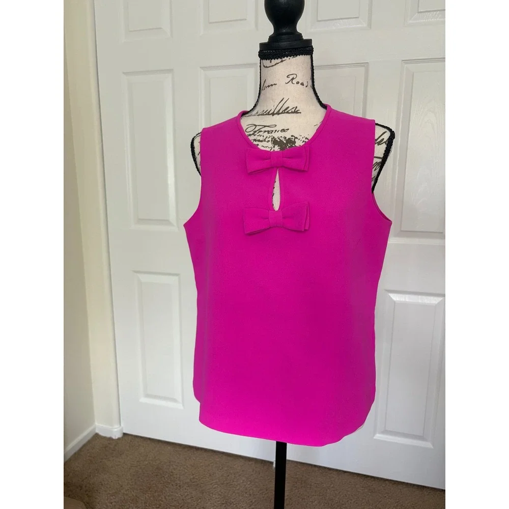 Kate Spade New York Hot Pink Double Bow Keyhole Sleeveless Top Shell Size 8